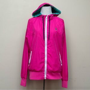 U.S. Polo Assn Women's Pink and Green Jacket - Size Large - Sporty Chic
